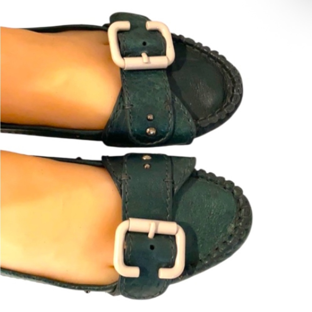 Authentic Chloe designer Hunter green leather flats loafers sz 9 - Picture 5 of 14